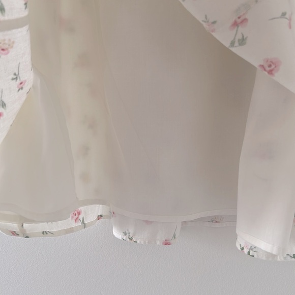 Joie Midi Skirt Linen boho Floral White Skirt size M - Picture 4 of 6